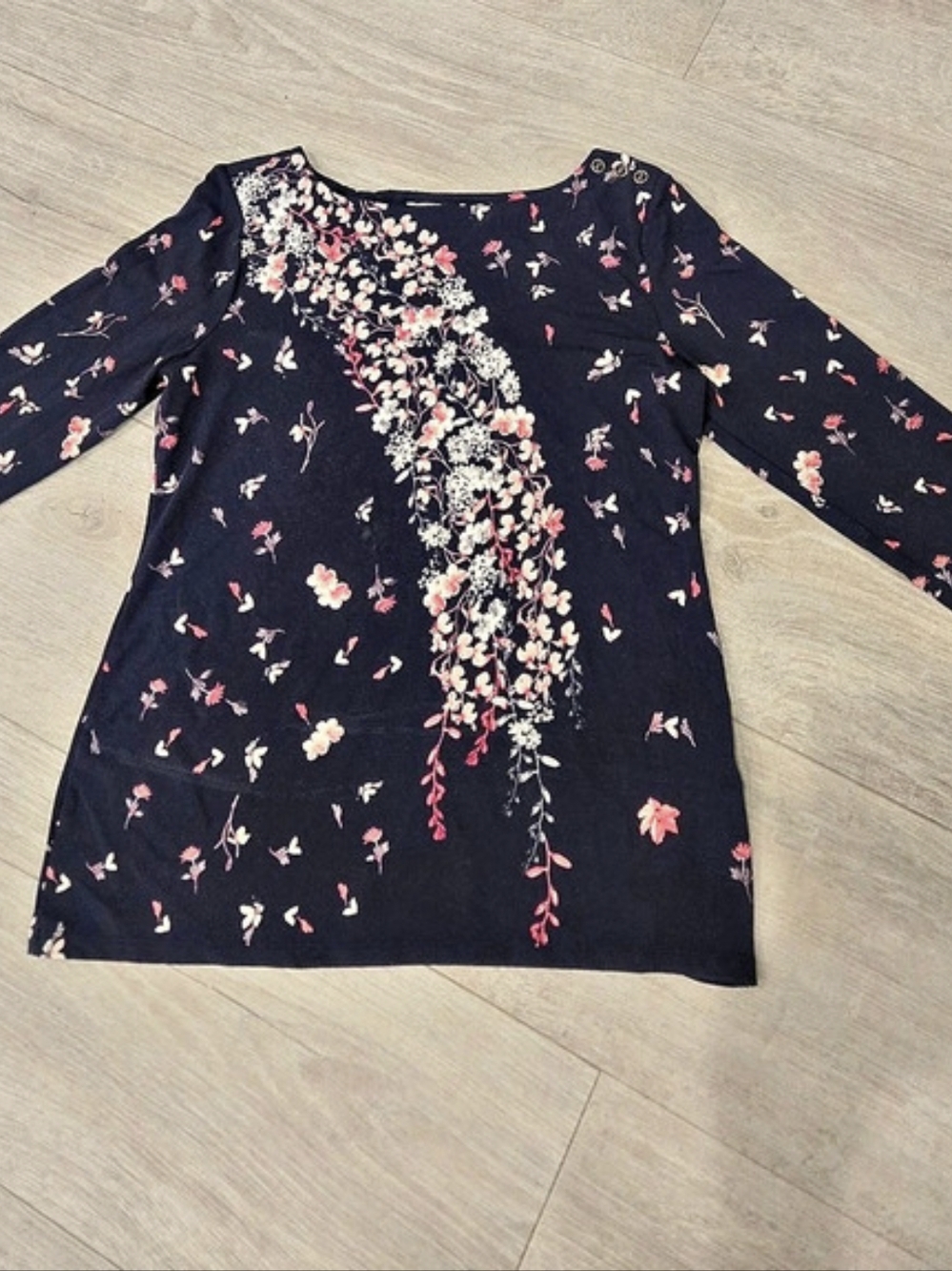 Charter Club Floral Tunic Black & Pink Size Small
